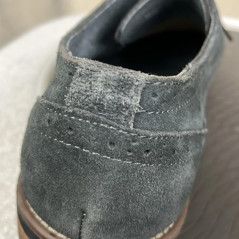 Bruno Marc Urban Suede Leather Lace Up Wingtip Dress Shoes Gray Size 15
